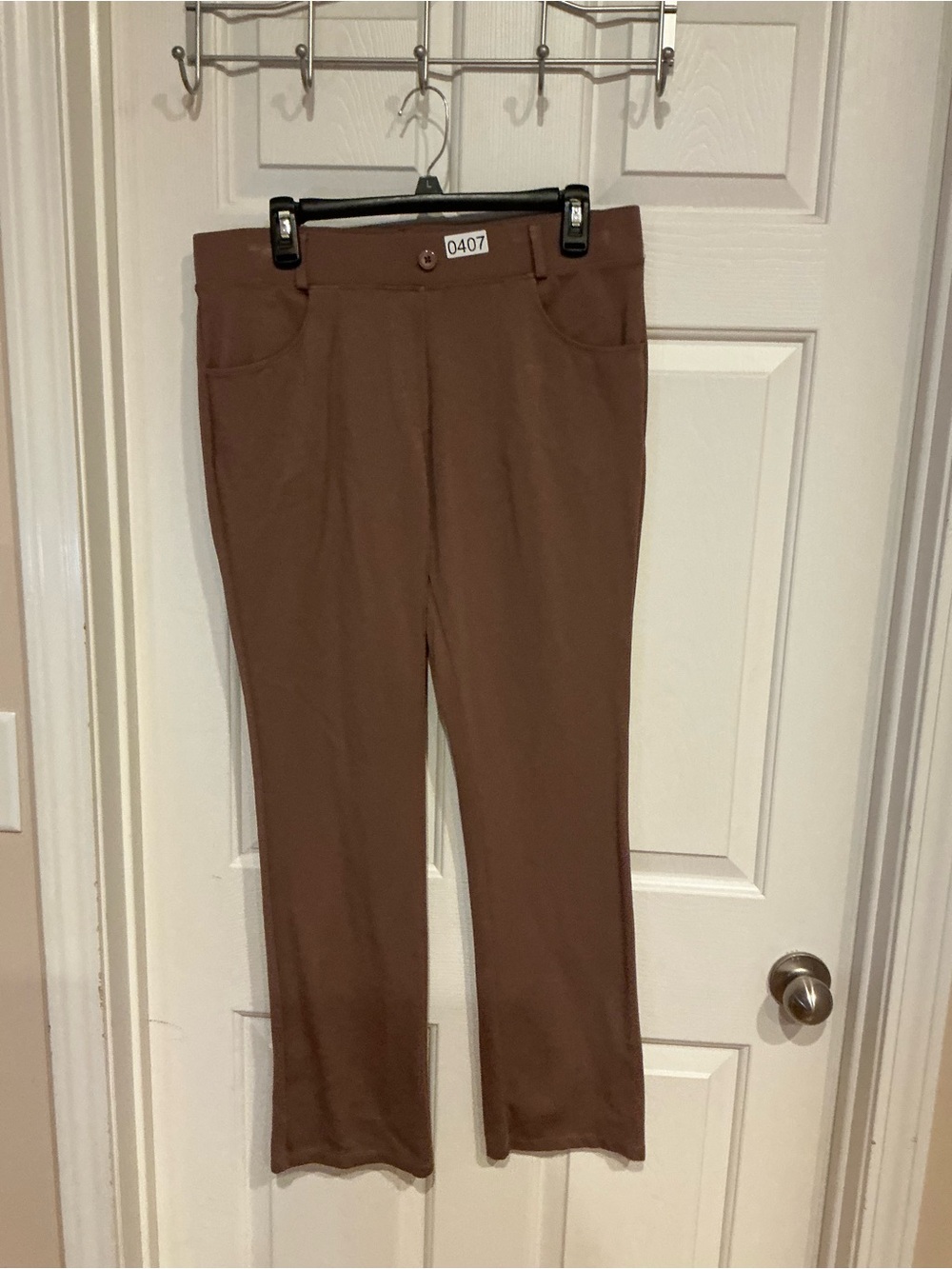 Straight-Leg Brown Women’s Pants with Classic Fit